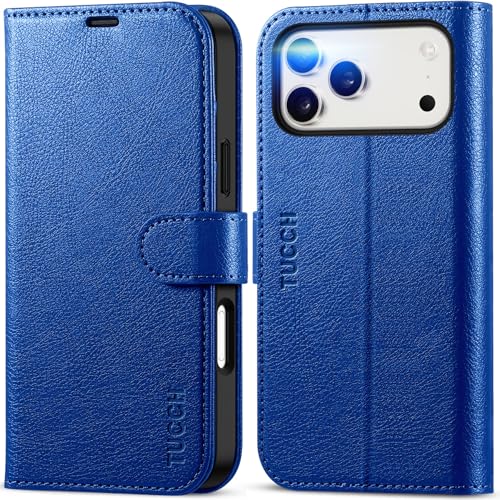 Coque iPhone 17 Pro Max Bleu Saphir avec fente carte et fermeture magnétique