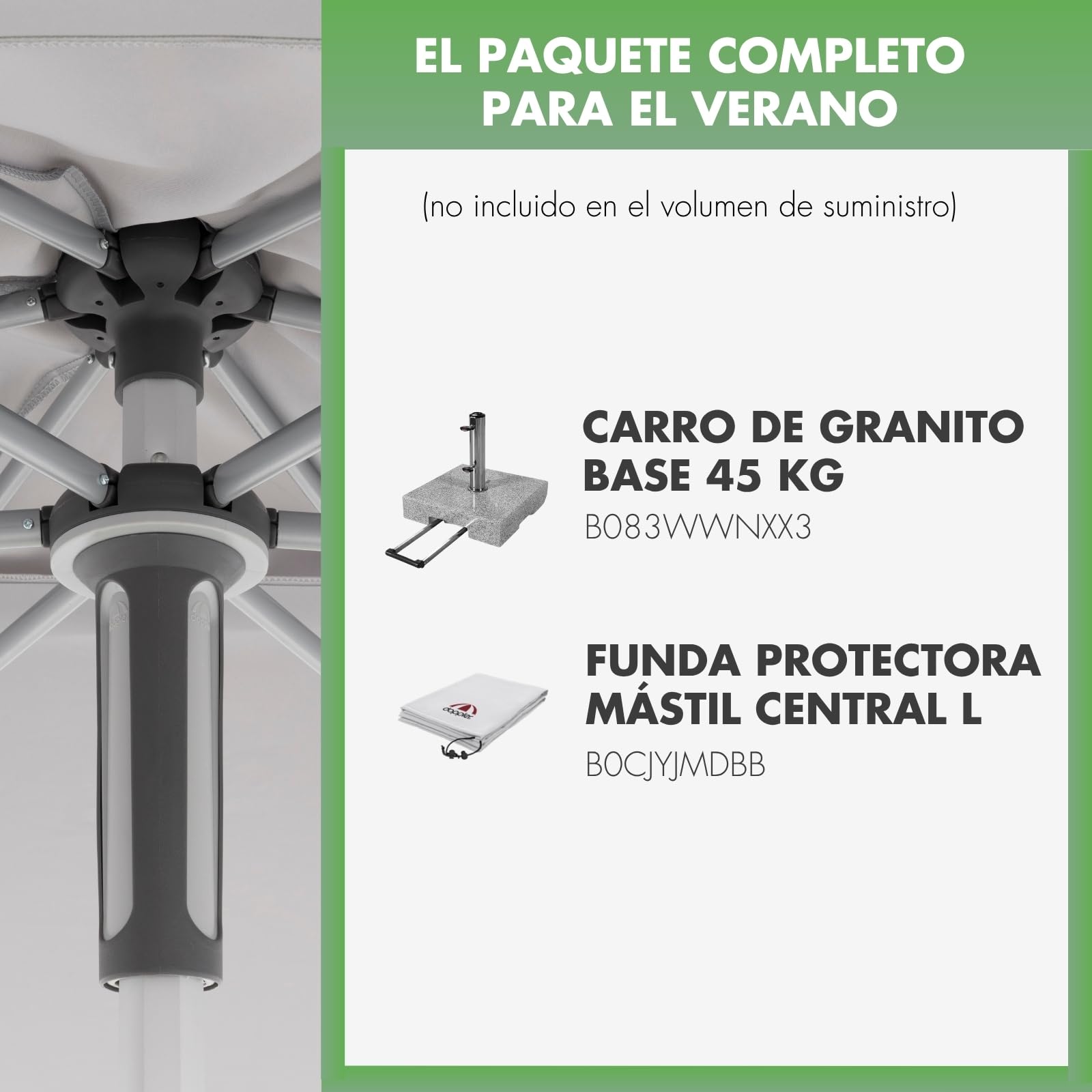 Doppler AluPro Push Up 200x250 cm sombrilla I Parasol para balcón y terraza I Fácil de abrir y cerrar gracias al mecanismo Push I Protección UV 80