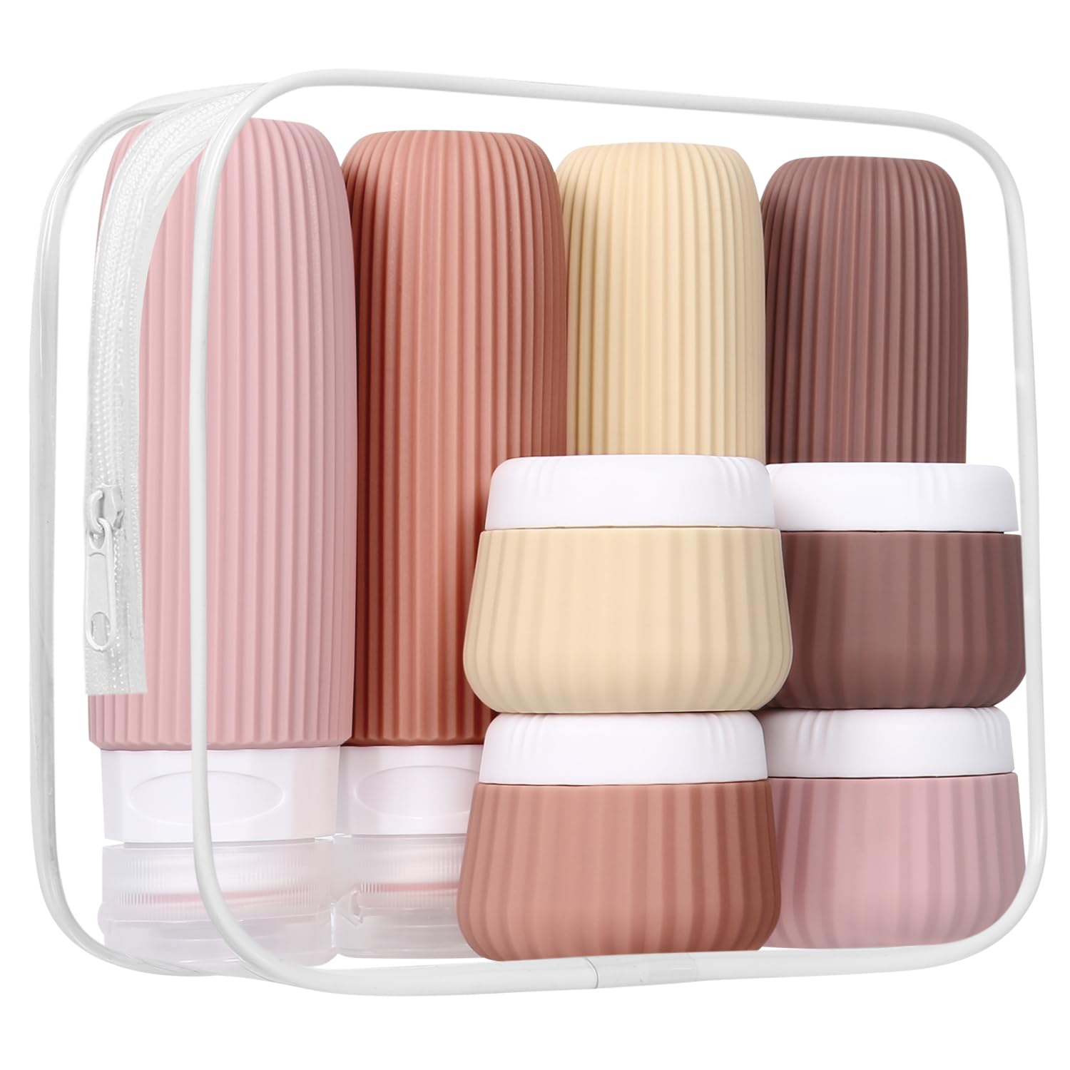 Lot de 8 Flacon Voyage kit, Contenant Voyage à Remplir 30/90ml,Flacon Voyage Silicone Réutilisable et Étanche Contenant de Bouteilles de Voyage,kit avion trousse de toilette