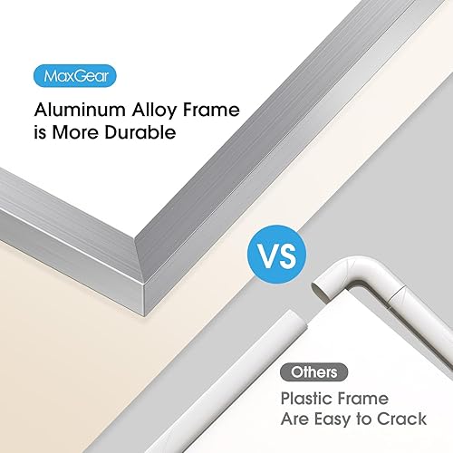 Miniatura 7 de MaxGear Pizarra blanca pequeña con soporte, marco de aluminio magnético de doble cara de 10 x 10 pulgadas, mini pizarra de borrado en seco para