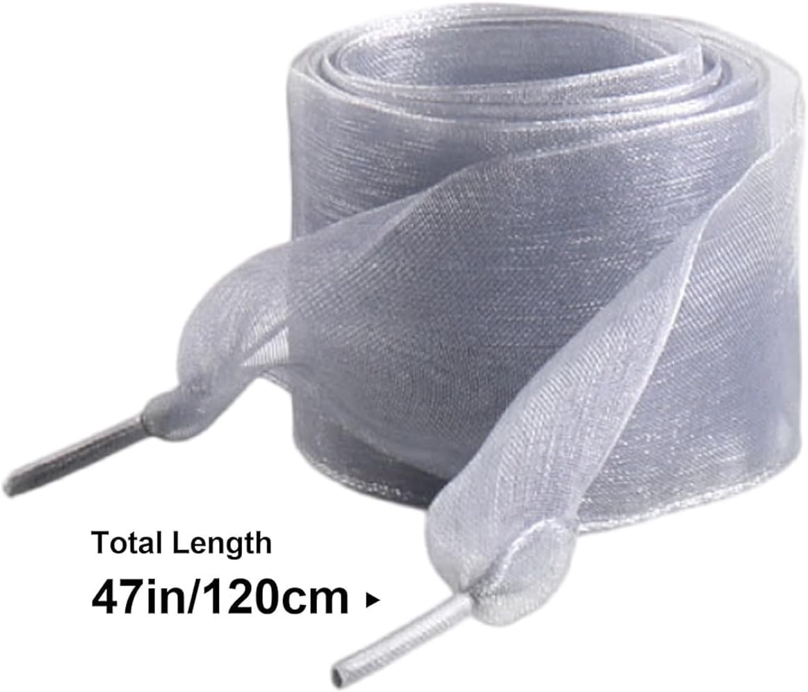2 Pairs Fashion Shoelaces, Soft Satin Ribbon Shoe Laces, Flat Snow Yarn Shoestrings for Women Girls Sneakers