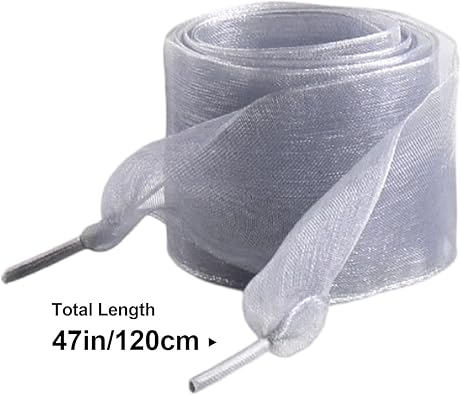 2 Pairs Fashion Shoelaces, Soft Satin Ribbon Shoe Laces, Flat Snow Yarn Shoestrings for Women Girls Sneakers