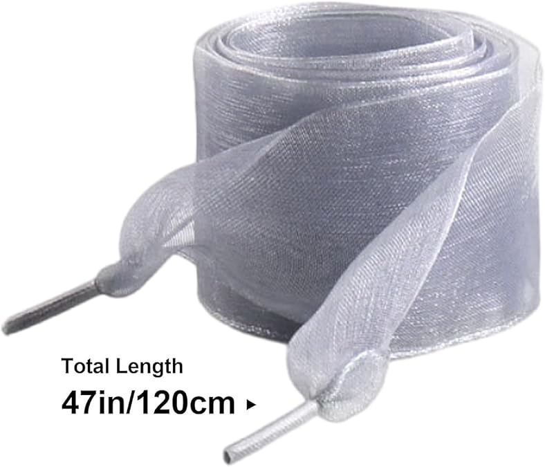 2 Pairs Fashion Shoelaces, Soft Satin Ribbon Shoe Laces, Flat Snow Yarn Shoestrings for Women Girls Sneakers