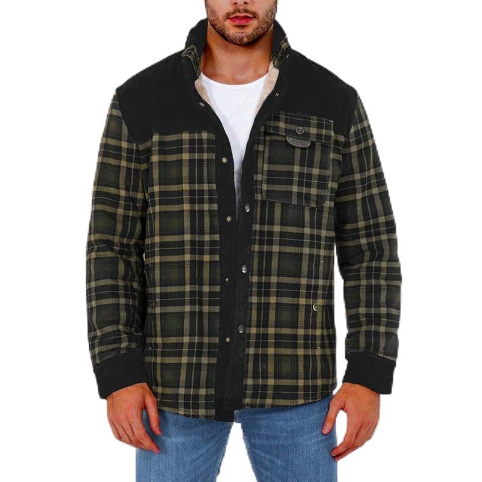 Manteau doublé en polaire veste à carreaux épaisse et chaude homme