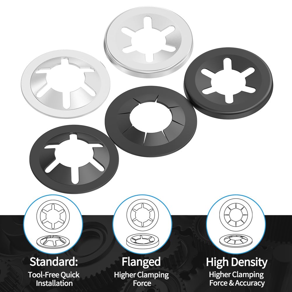 Internal Tooth Star Lock Washers, ID 5mm x OD 12mm Mn Steel Standard Push-on Washers Fits 5mm (#5) Shafts -Quick Speed Locking Washers (Black) 500pcs
