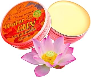 WATER LILY Perfume - Eau de Parfum - Solid Balm - Aromatherapy Essential Oils (Nymphaea Odorata, Pink Lotus, Freesia, Lily, Frangipani, Pink Grapefruit, Orchid) Natural Fragrance, Travel, Gifts 0.5oz