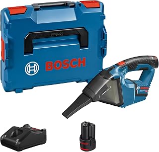 Bosch Professional 12V System Aspirador de Polvo a batería Gas 12 V (Volumen del depósito: 0,35 l, Incl. 2 baterías de 3,0 Ah + Cargador, L-BOXX)