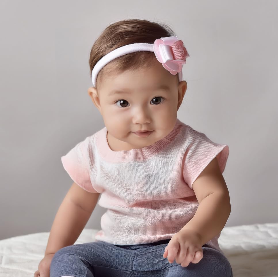 Hand Made Baby Hair Clips, Differnt Style with Adjustable Band or Small Lightweight Pin, Good for All Age, for Wedding, Birthday Photos (Pink, heart hairpin 5 pics)