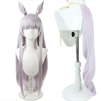 Goldship Cosplay Wig with Ear tail Anime Uma Musume Cosplay 31.50 Inch Light Purple Synthetic Hair Heat Resistant Fiber+wig Capgoldship1 wig and tail