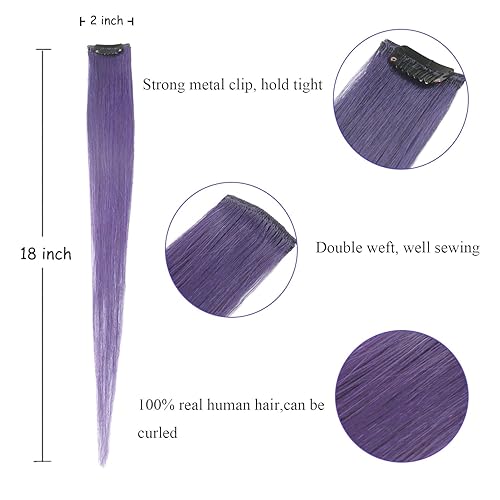 Miniatura 9 de 5 extensiones de cabello rojo con clip, 100% cabello humano de 18 pulgadas, extensiones de clip para fiestas, para mujeres, niños y niñas