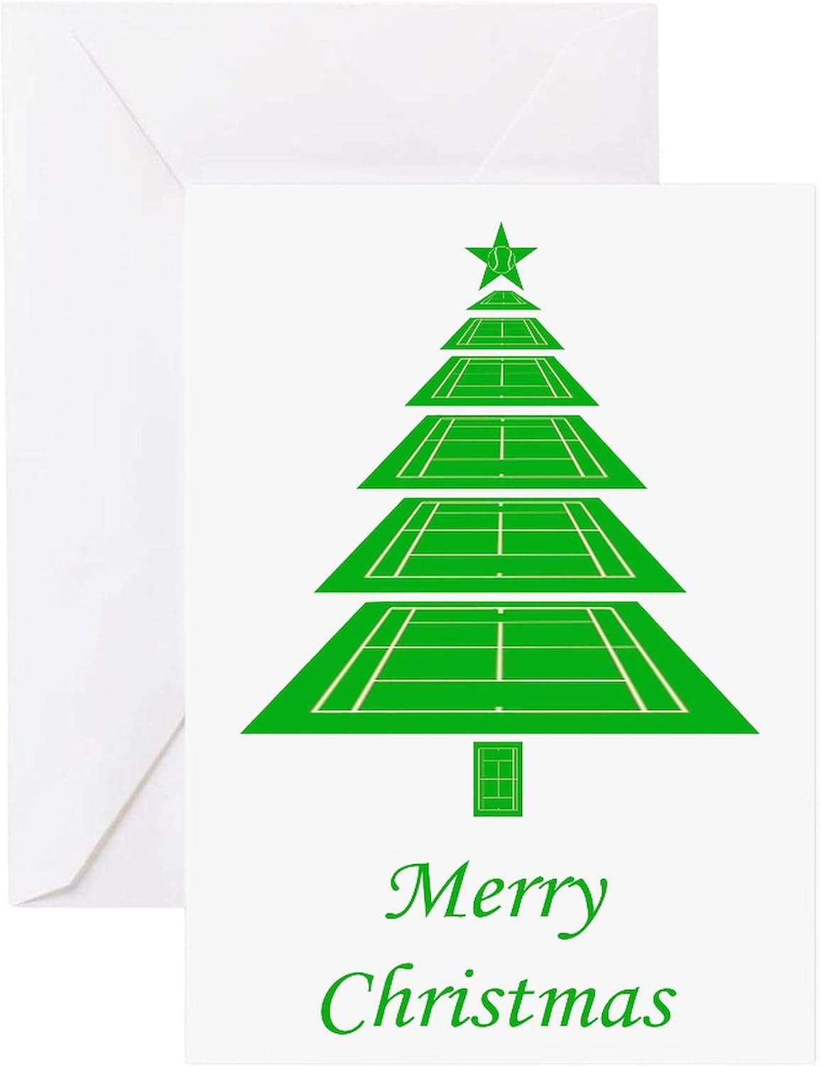 CafePress Tennis Court Christmas Greeting Card (20-pack), Note Card with Blank Inside, Birthday Card Matte