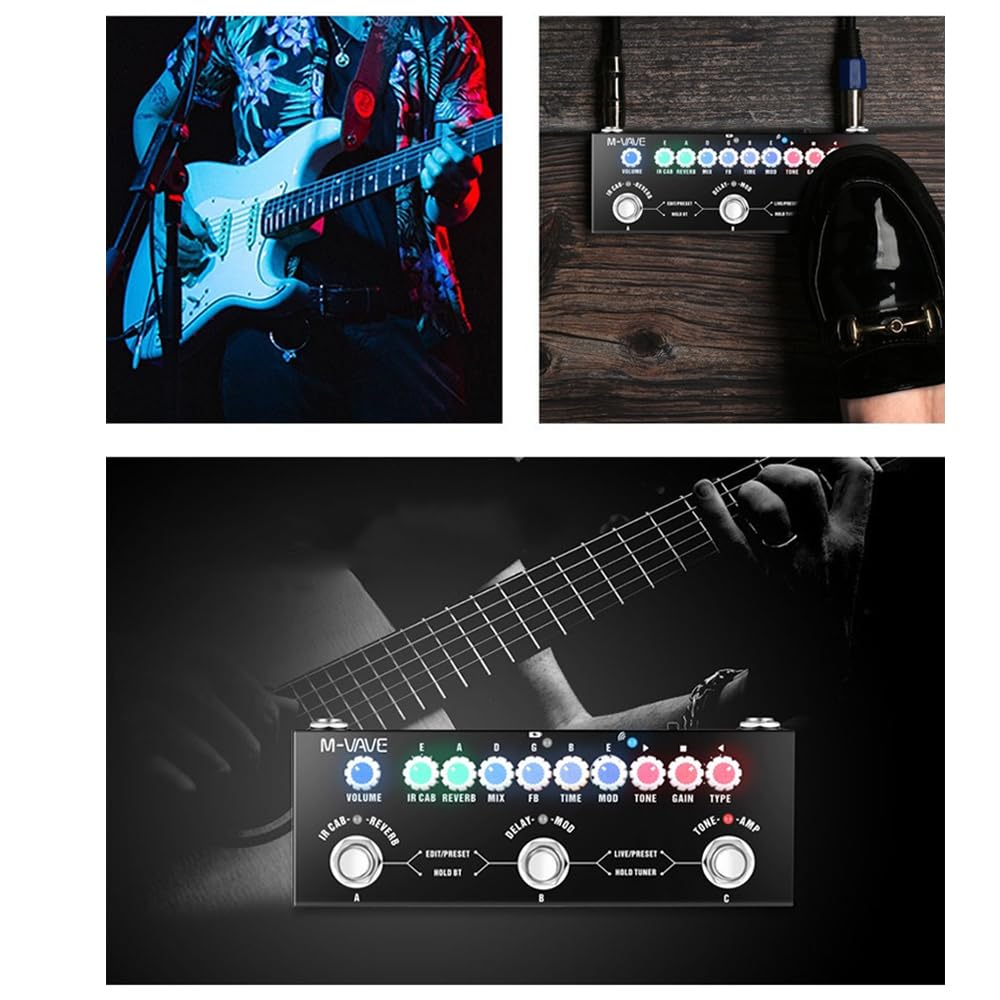Gitarreneffektprozessor mit IR-Ladefunktion, Multieffektpedal mit Delay, Reverb, Chorus, Distortion, Overdrive