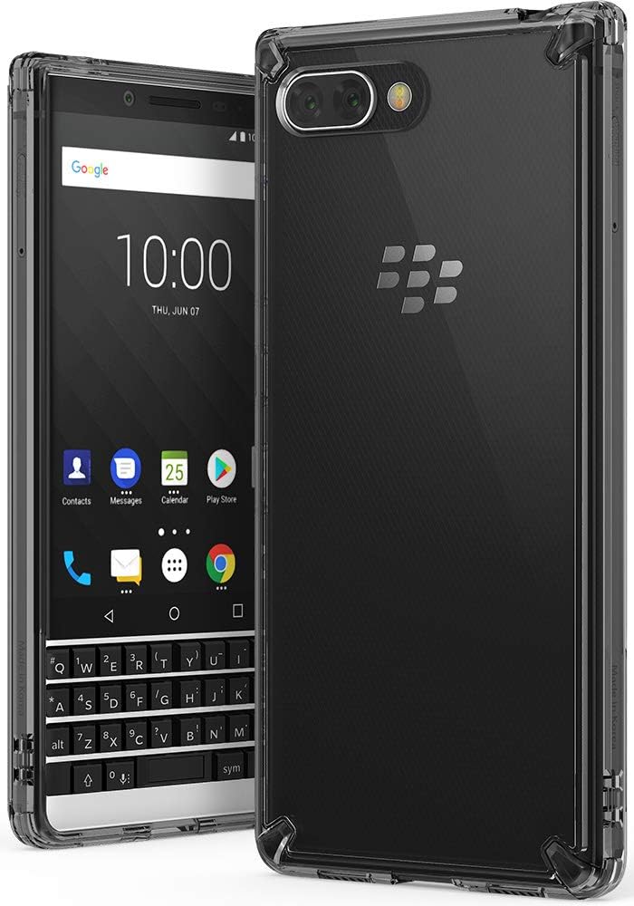 Ringke Fusion Compatible with BlackBerry KEY2 Case Crystal PC Back Case Lightweight Upgraded Transparent TPU Bumper Drop Protective Phone Cover for BlackBerry Key 2 - Smoke Black