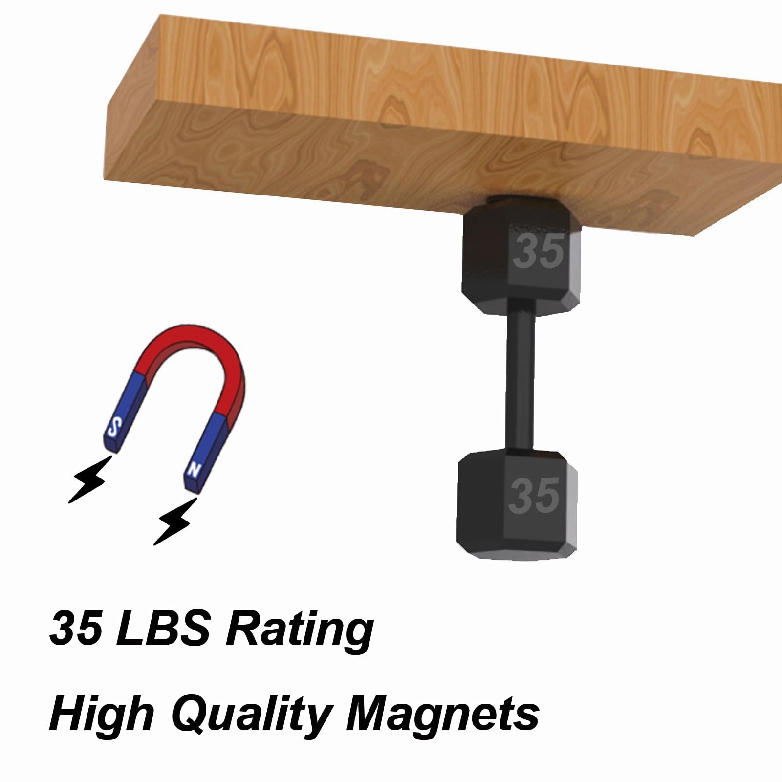 VIDLECE 35 LBS Magnetic Gun Mount for Car, Truck, Desks, Safes, and Walls Concealed Gun Holder for Handgun,Rubber Coated with Adhesive Backing and Screws 2Pack (Black)