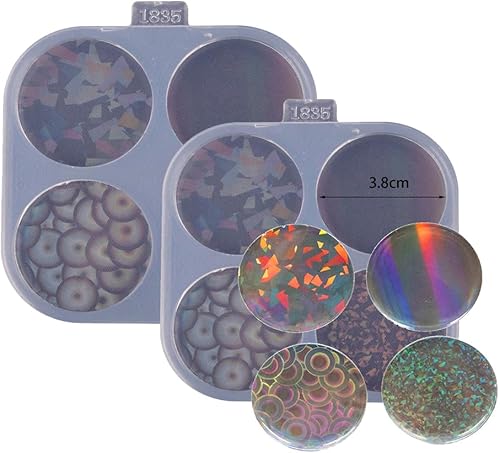 Miniatura 6 de AMZTOART Molde de agarre para teléfono, molde de resina epoxi de 1.5 pulgadas, círculos de holograma, moldes de silicona para carrete de insignias,