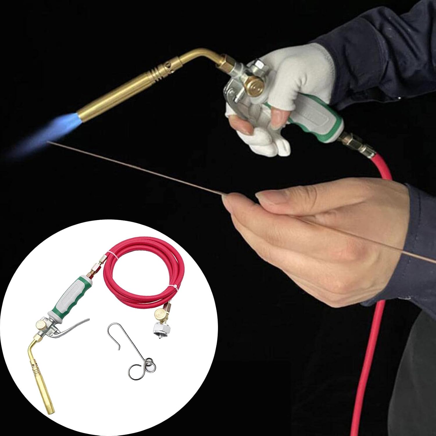 MAPP Propane Welding Torch with 1.6m Hose Professional Gas Welding Torch with Home Propane Welded Soldering Brazing for Pipelines