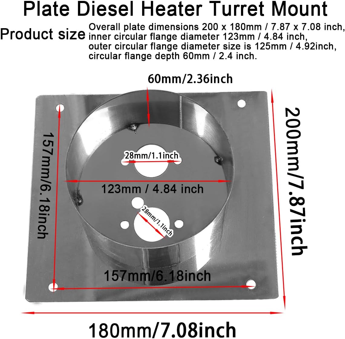 Diesel Heater Mounting Plate Turret Mount Plate Floor Base Mount Bracket Accessories for Webasto Air Top 2000 2000ST 2000STC for Eberspacher Airtronic D2 D4, for Chinese Diesel Parking Heater