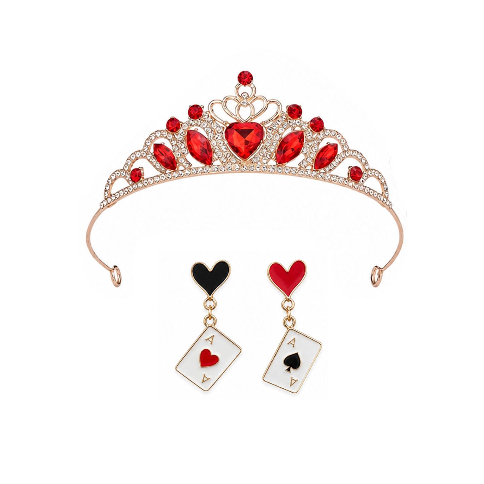 Queen Of Hearts Accessories Set, Crown And Earrings For Costume Parties