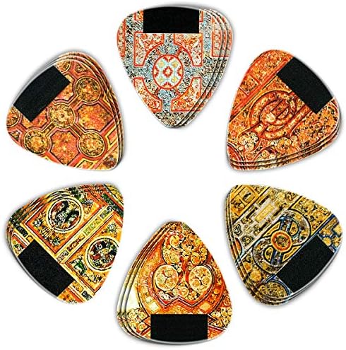 Dulphee Celluloid 18 Pack Guitar Picks Unique Vintage Pattern Design Guitar Plectrums - Heavy Gauge 0.96mm for Acoustic Electric & Bass Guitars