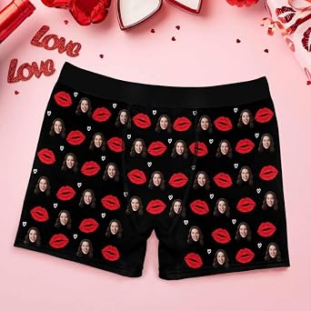 Custom Underwear Custom Boxers for Men with Face I Love My Girlfriend Boxer Briefs Underpants Printed with Photo as Gift