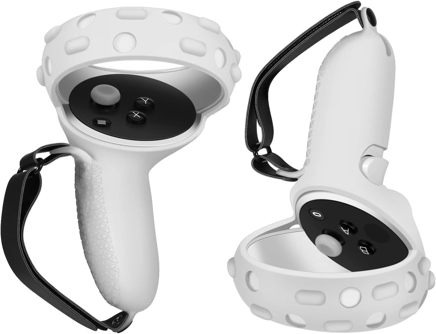 TNP ProductsController Grips for Oculus Quest 2 / Meta Quest 2 Strap Black VR Touch Controller Hand Grip Cover Protector Sleeve with Adjustable Straps, White