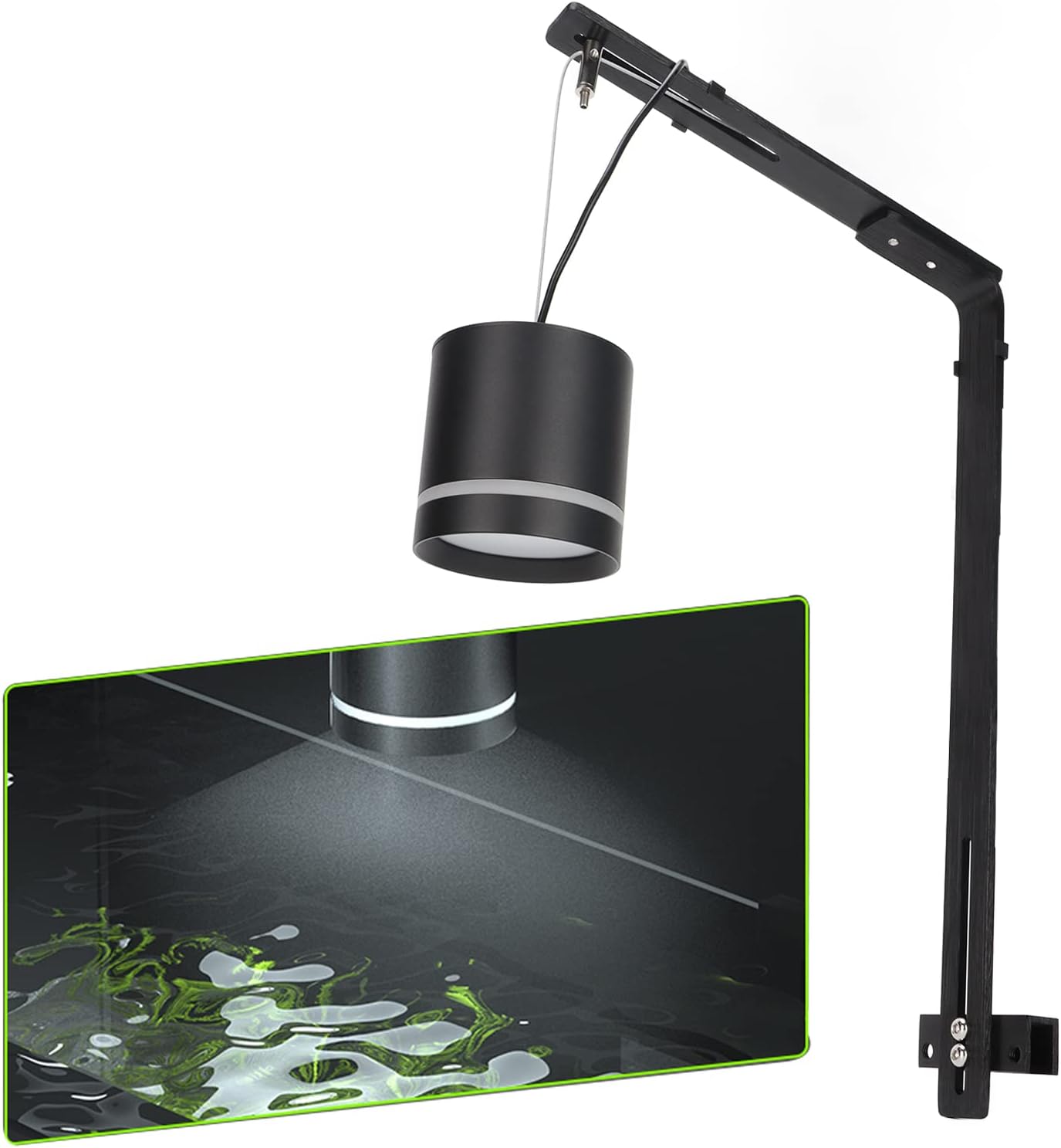 Fish Tank Drop Light Mount, Light Holder Metal Lamp Bracket Support for Reptile Glass Terrarium Full Drop Light (Color : Black)