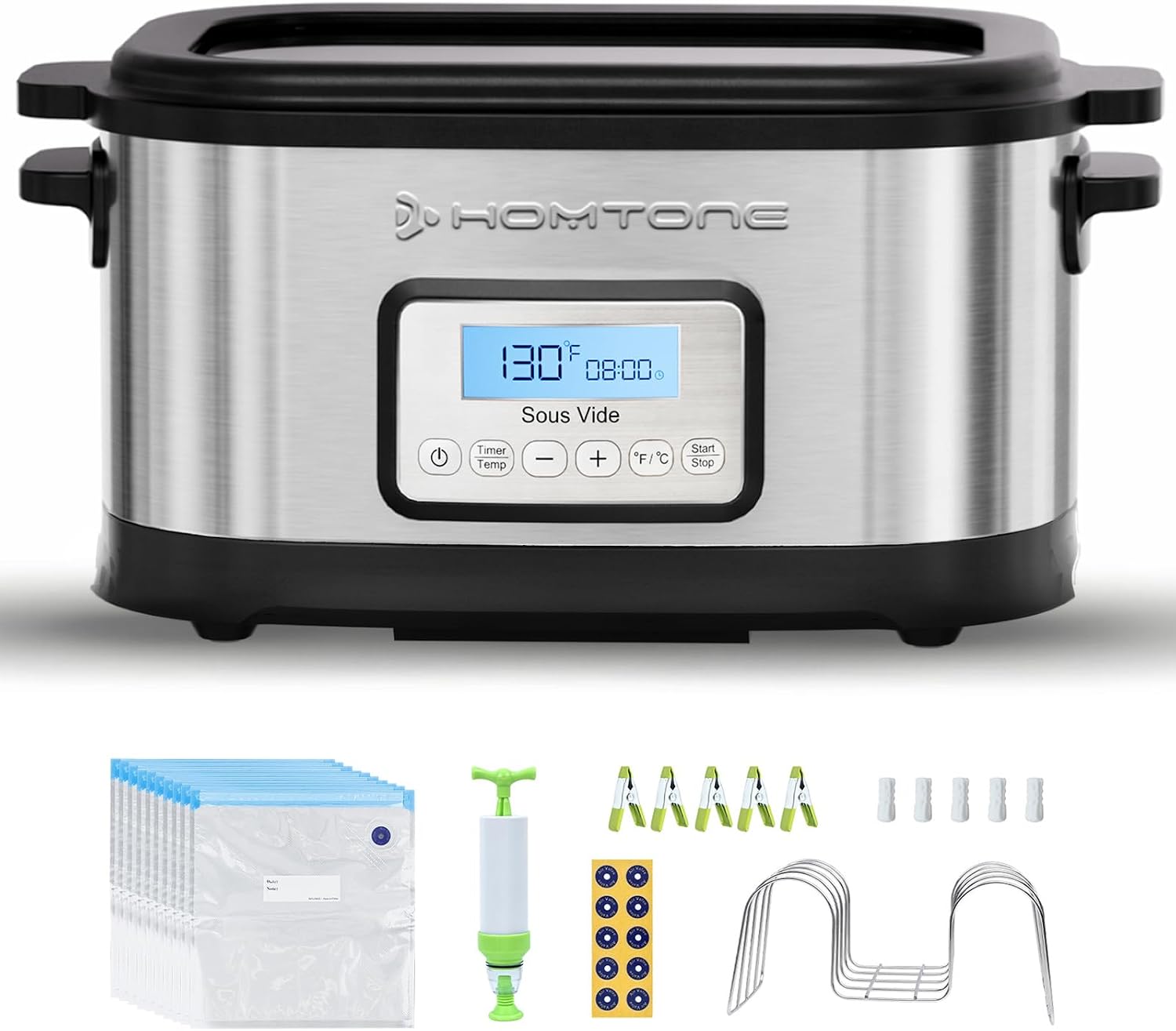 Homtone Sous Vide 6 Quart, 520W Fast Heating, All-In-One, Stainless Steel