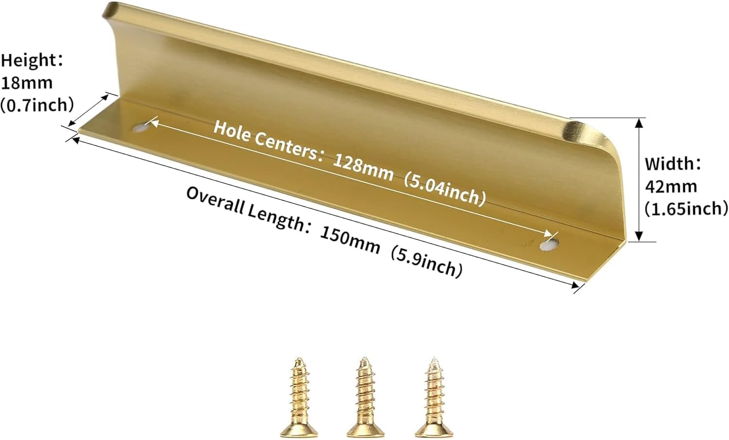 Satanga Edge Finger Tab Pulls for cabinets Kitchen Concealed Drawer Pull Aluminum Hidden Door Handles for Home Pack of 10 Modern Brushed Brass 6" Overall Length Easy Installation