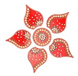 Designer Floor Rangoli Reusable Small Acrylic Rangoli Home Decor Gift for Home Decor Interior Floor Festival Traditional New year Decorations and New Year Return Gifting Ideas (Size:- 7") (Red)