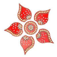 Designer Floor Rangoli Reusable Small Acrylic Rangoli Home Decor Gift for Home Decor Interior Floor Festival Traditional New year Decorations and New Year Return Gifting Ideas (Size:- 7\) (Red)