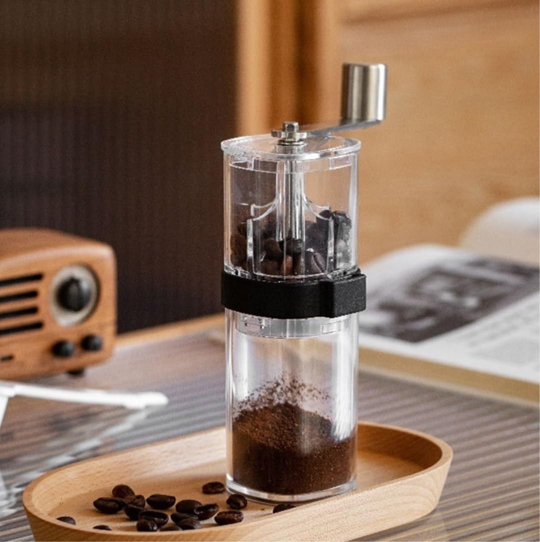 Molinillo Café Molino Cafe Molinillo De Café Manual con Fresas De Cerámica Cónicas Granos De Café Molidos A Mano Frasco De Vidrio De Molienda Ajustable Moledor De Cafe(G)