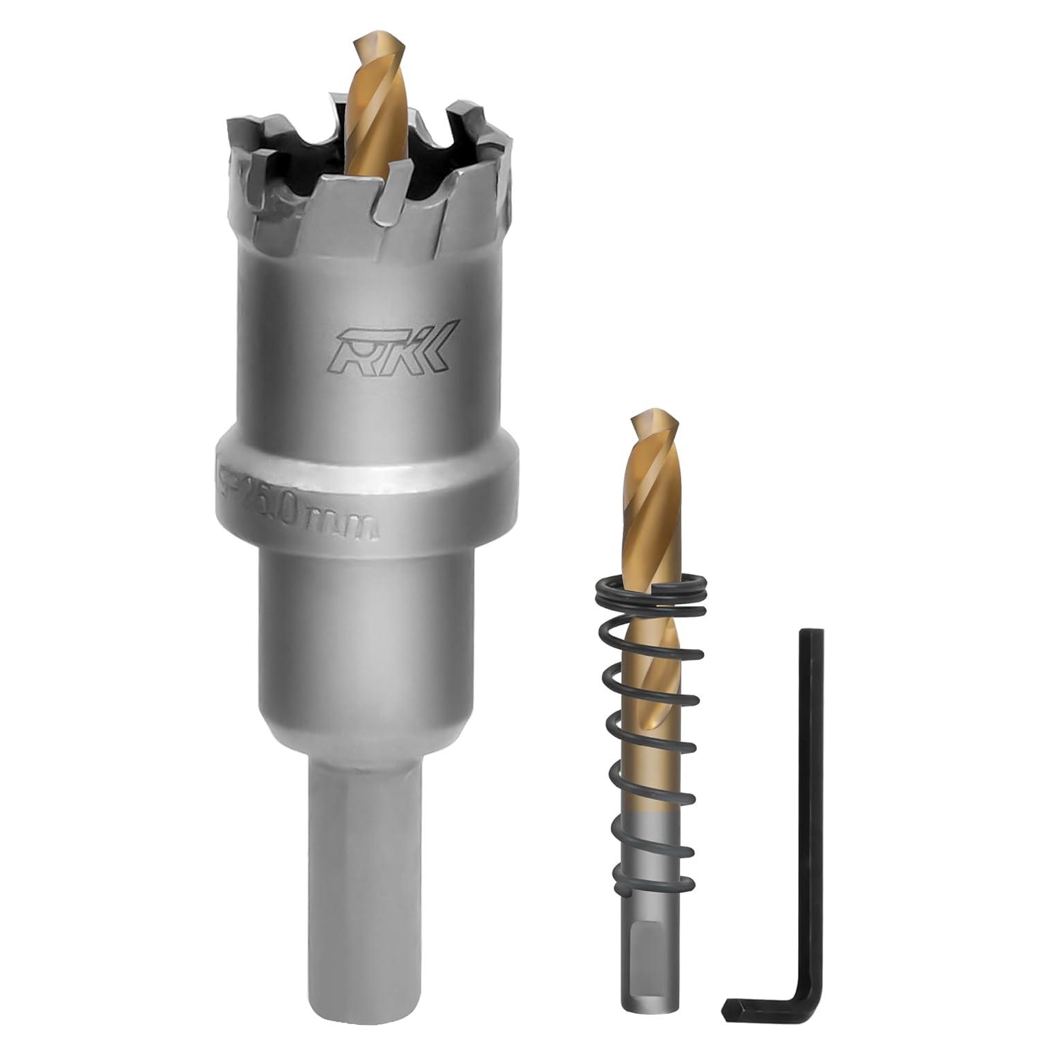 RKK Tungsten Carbide Hole Saw for Hard Metal, Steel, Iron, Wood, Plastic with 1 Titanium-Plated Pilot Drill bit (25mm | 1'')