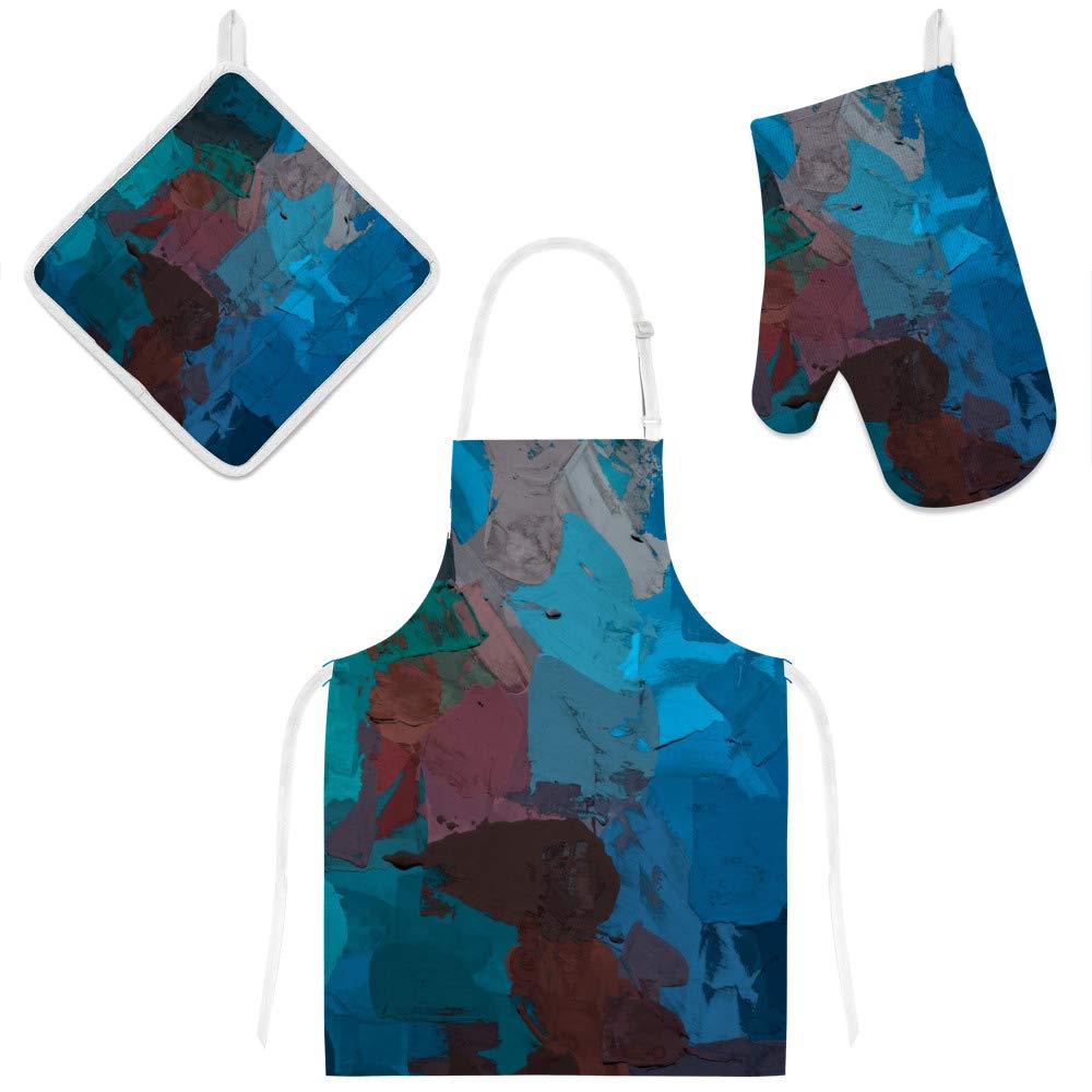 Tablier de cuisine avec poches gant manique peinture toile