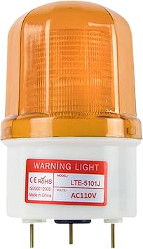 LED Strobe Beacon Light Yellow Industrial Safety Warning Flashing Light with 90dB Buzzer for Factory Workshop Vehicles DC12V