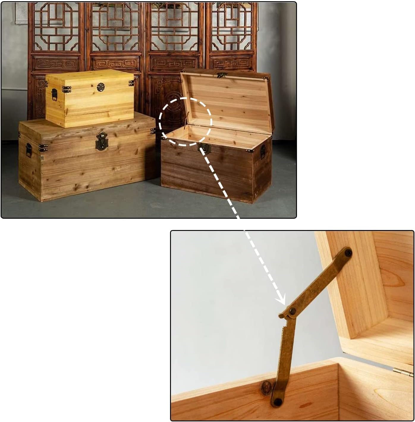 Bronze Folding Lid Support Hinges for Lid Display Furniture Support Stay Hinge Cabinet Cupboard Box Lift Up 7Pcs