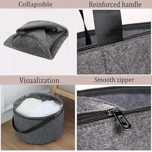 Hat Box For Women Storage, Large Hat Storage Organizer Bag Container For Closet, Foldable Round Felt Cowboy Travel Hat Cap Boxes For Men With Dustproof Lid #TOP5