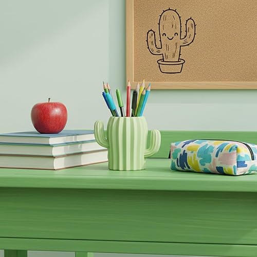 Miniatura 6 de Soporte de silicona para bolígrafo, diseño de cactus, lindo portalápices, maceta para escritorio para niños, decoración de oficina, organizador de