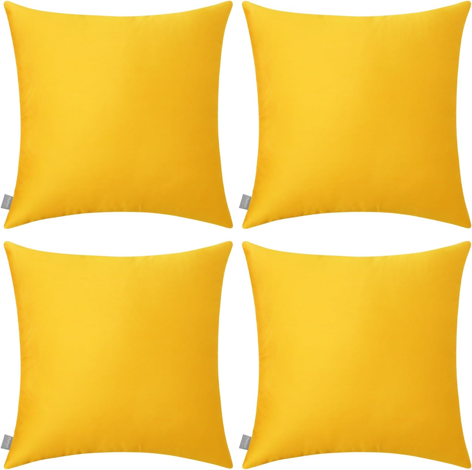 4-Pack 100% Cotton Comfortable Solid Decorative Throw Pillow Case,Thmyo Square Cushion Cover Pillowcase Sublimation Blank Pillow Covers DIY Throw Pillowcase for Couch Sofa(16x16 inch/ 40x40cm,Yellow)