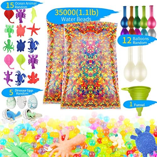 Water Beads Rainbow Mix Orbies Water Gel Beads Non-Toxic Growing Sensory Beads for Kids Spa Refill Sensory Toys DIY Stress Ball and Décor By Zoneyee