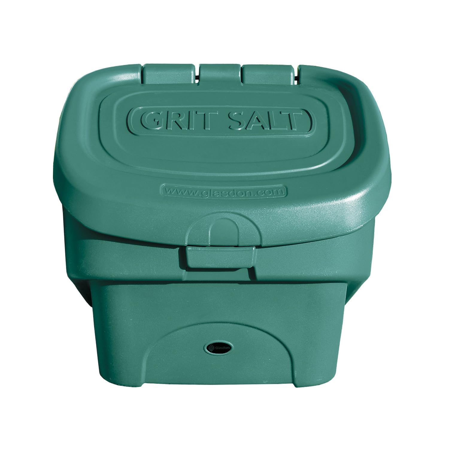 Glasdon Grit Salt Bin 90 Litre Storage Container for Winter Safety Durable & Compact Rock Salt Box with Grit/Salt Embossed Decal Stackable Heavy Duty Highly Visible with 100 Kg+ Capacity (Green)