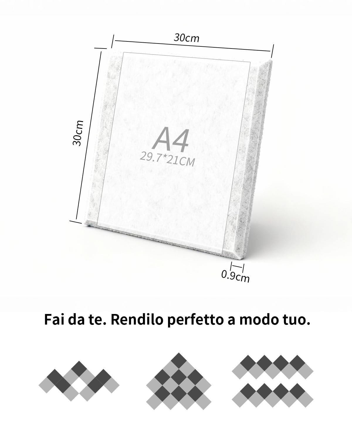 24 Pezzi Pannelli Acustici Autoadesivi, Pannelli Acustici Fonoassorbenti ad Alta Densità per Studio di Registrazione, Decorazione Gaming e Studio, 30x30x0.9cm, Bianco