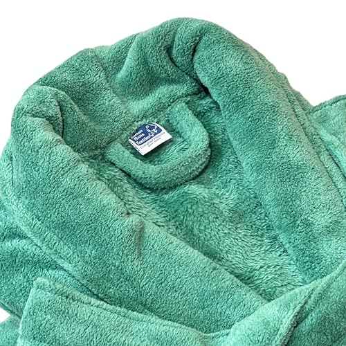 Image of Cotton Bolls Textiles Microfiber Fleece Bath Robe for Men | Shawl Collar with Long Sleeves| Lint Free | Anti-Bacterial | Super Soft Fabric (XL, Emerald Green)