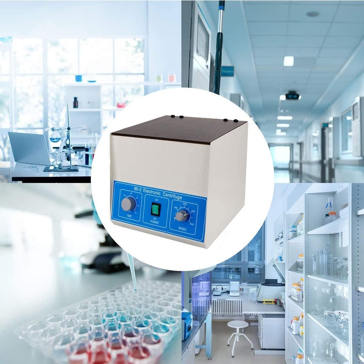 Benchtop Centrifuge,Low Speed Lab Electric Centrifuge,Large Capacity,for Separation of Samples& Qualitative Analysis,15ml*24 (100ml*4)