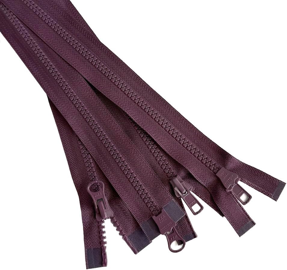 2pcs YKK #5 Molded Plastic Two-Way Separating, Open-End Jacket Zipper - Tape Color: Plum #863W - Choose Your Length - Made in The United States (Plum #863W, 27" Inches)