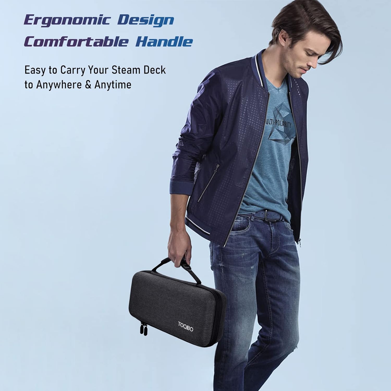 TOQIBO Protective Carrying Case Compatible with Steam Deck, Portable Travel Carrying Case Pouch for Steam Deck Console & Accessories, Hard Shell Carry Case Built-in AC Adapter Charger Storage Bag