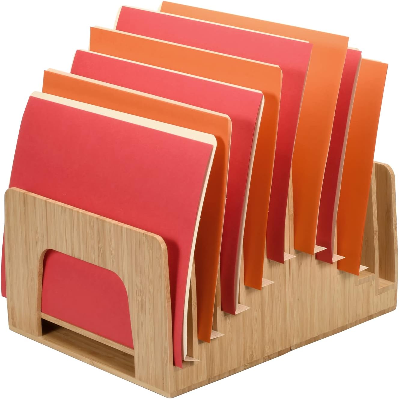 MobileVision Inclined File Folder and Paper Tray Organizer Bundle, Bamboo, 2 units included, 10 Slots