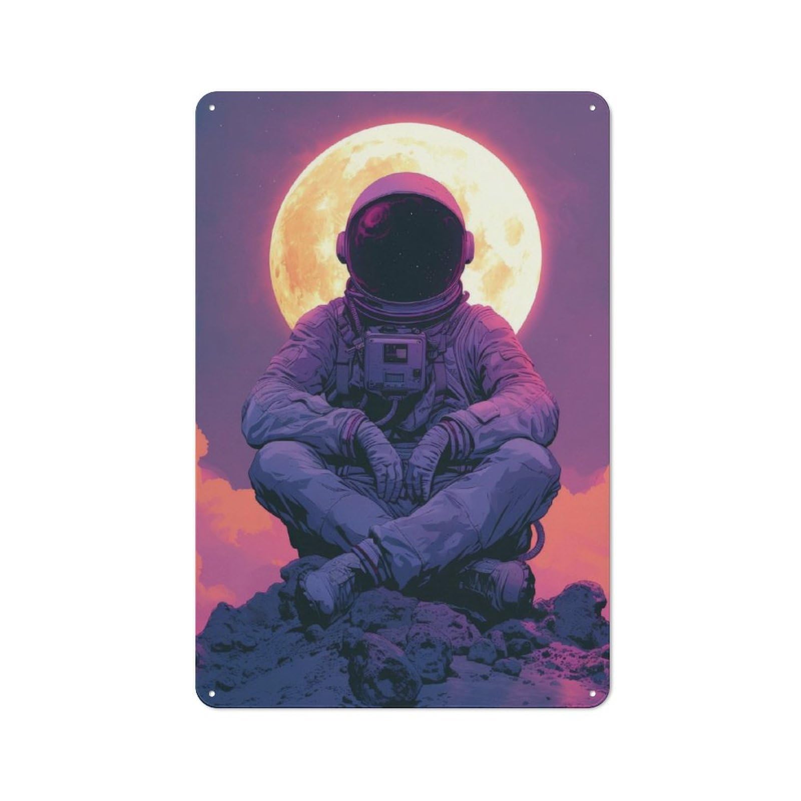 Junmoney Chilling Astronaut Industrial-Style Metal Plaque 30X20cm For Hallway Wall, A Winter Wall Decor Update For Hallway Decor Lovers