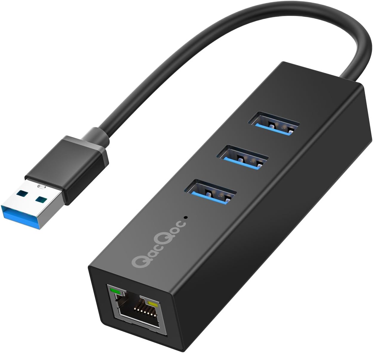 TICTID 3-Port USB 3.0 Aluminum Portable Data Hub with 10/100/1000Mbps Gigabit Ethernet Port Network Adapter for Mac, PC, USB Flash Drives and Other Devices (QA-H01E)