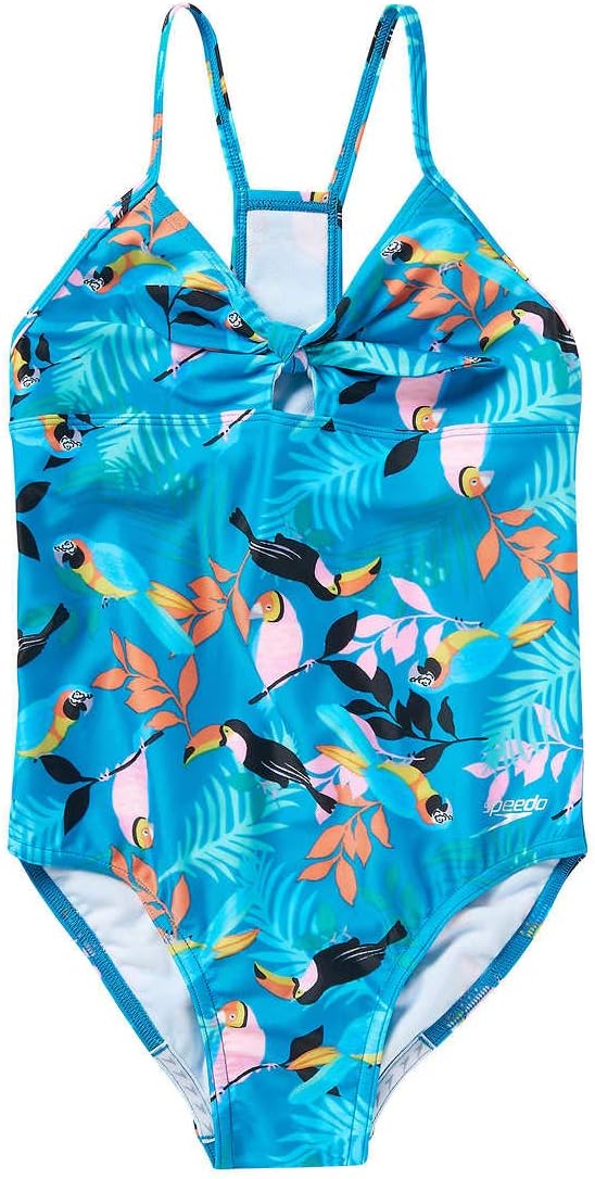Speedo Girls Thin Strap One Piece Swimsuit (US, Alpha, X-Small, Regular, Blue/Capri Breeze)