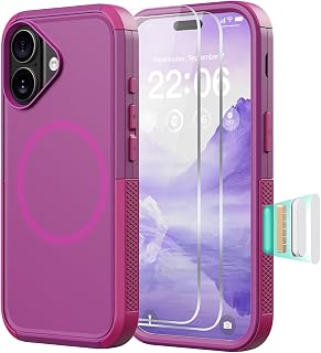 Diverbox Magnetic for iPhone 17 Case-(Compatible with MagSafe) Heavy Duty Protection Phone Case with Camera Control Button with Screen Protector Shockproof Drop-Proof 6.3 inch (Rose)